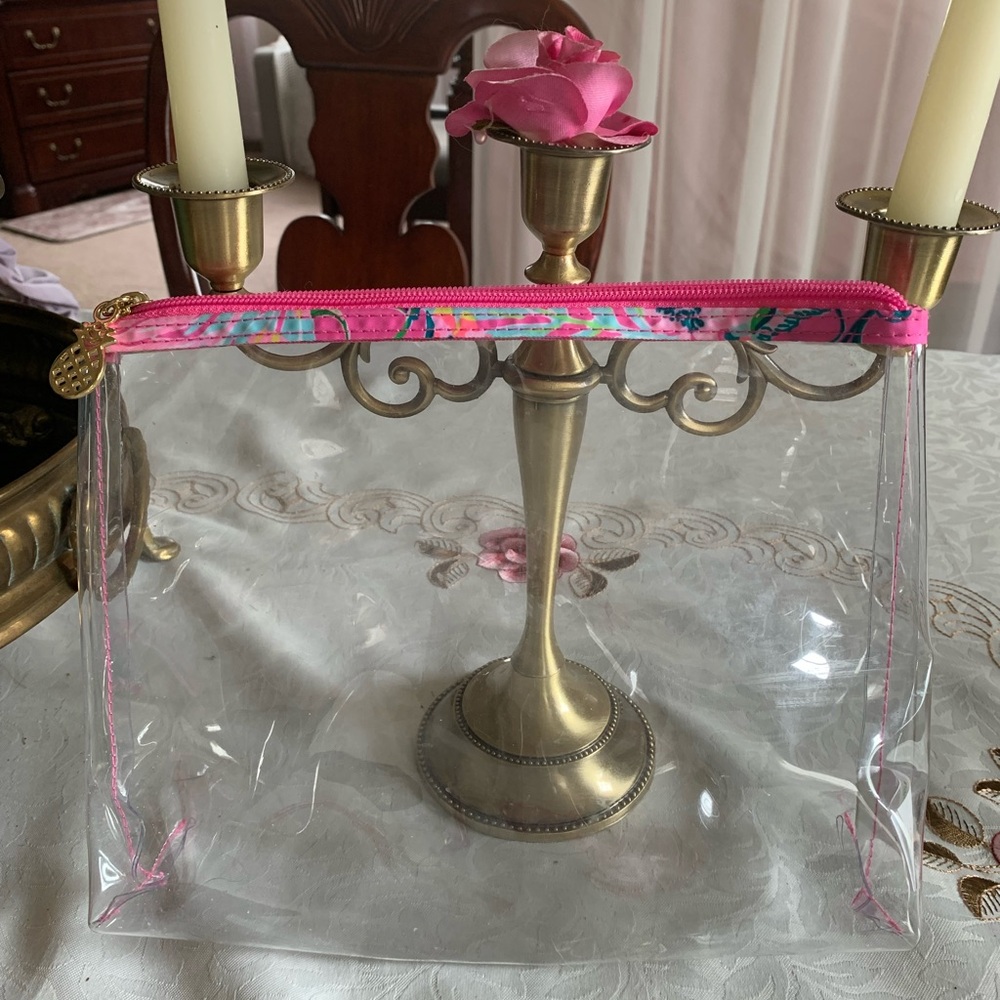 EEUC Lilly Pulitzer Clear Cosmetic Bag with Pink Accents